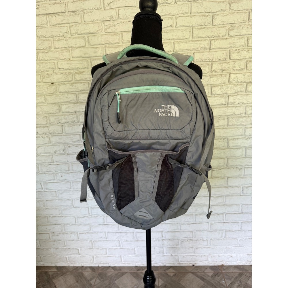 The North Face Recon Backpack Gray Teal Daypack Hiking School Travel Bag